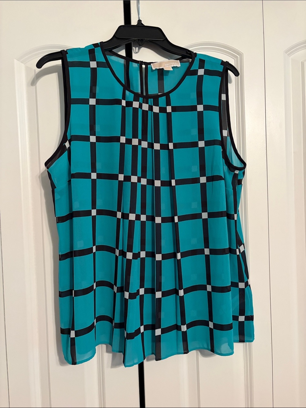 Michael Kors Teal Plaid Sleeveless Camisole